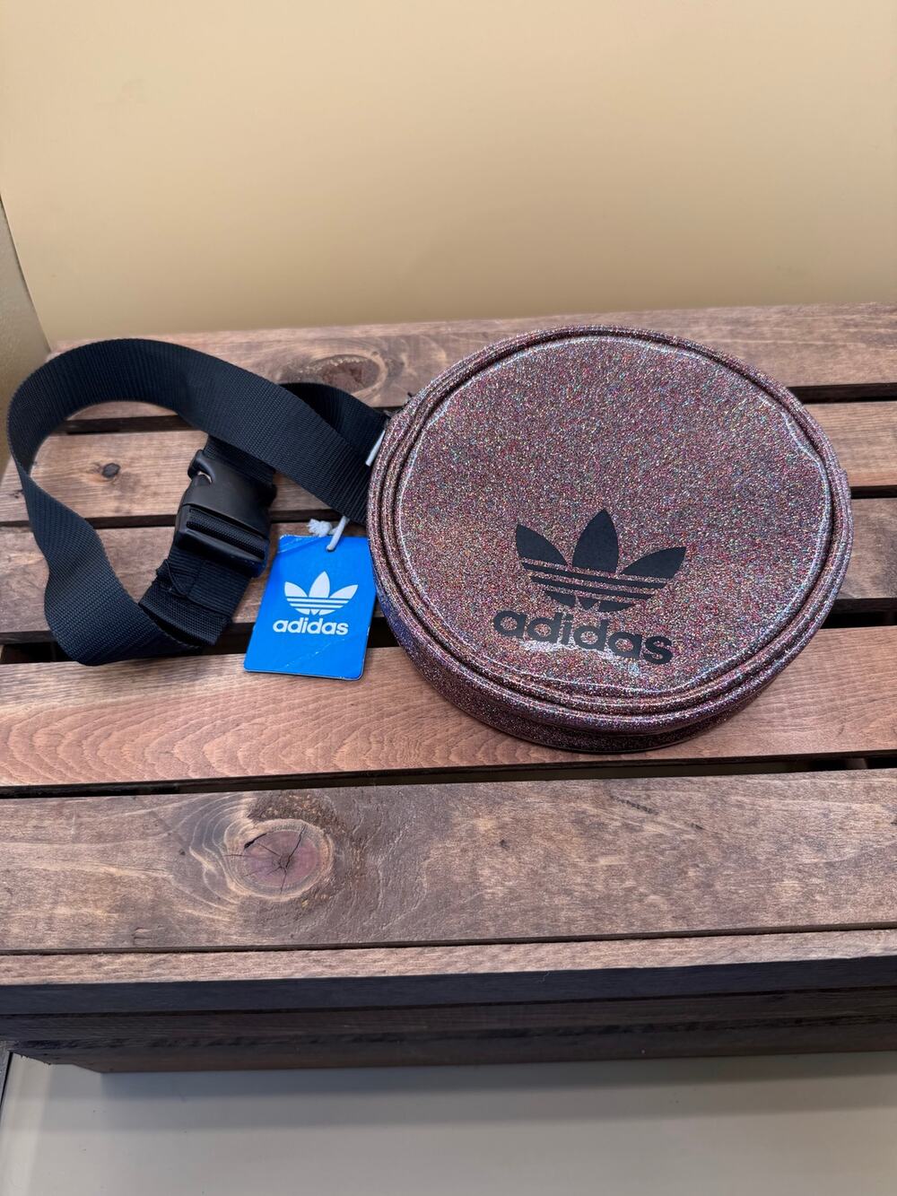 Adidas Originals Glitter Iridescent Round Crossbody Bag/ Fanny Pack/Belt Bag-NWT